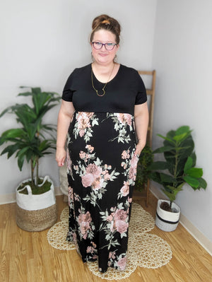 Black Blossom Floral Maxi Dress