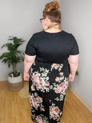 Black Blossom Floral Maxi Dress