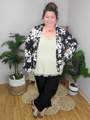 Fields of Neutrals Classic B+W Floral Blazer