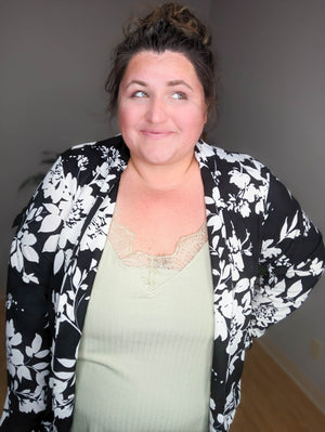 Fields of Neutrals Classic B+W Floral Blazer