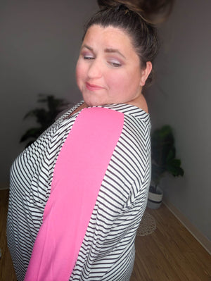Blocks on my Sleeve Striped Top (2 colors)
