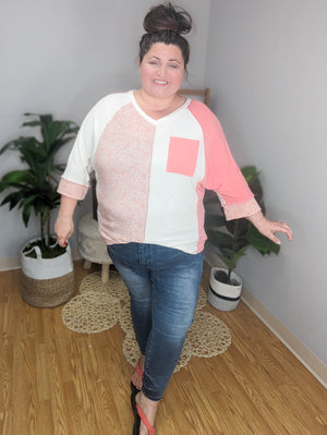 Blocked Babe Pink Floral Reverse Seam Top
