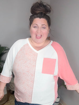 Blocked Babe Pink Floral Reverse Seam Top