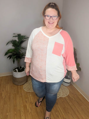 Blocked Babe Pink Floral Reverse Seam Top