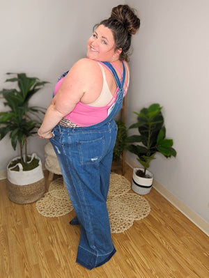 Released Hem Relaxed Overalls BOTTOMS zenana 