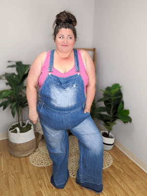 Released Hem Relaxed Overalls BOTTOMS zenana 