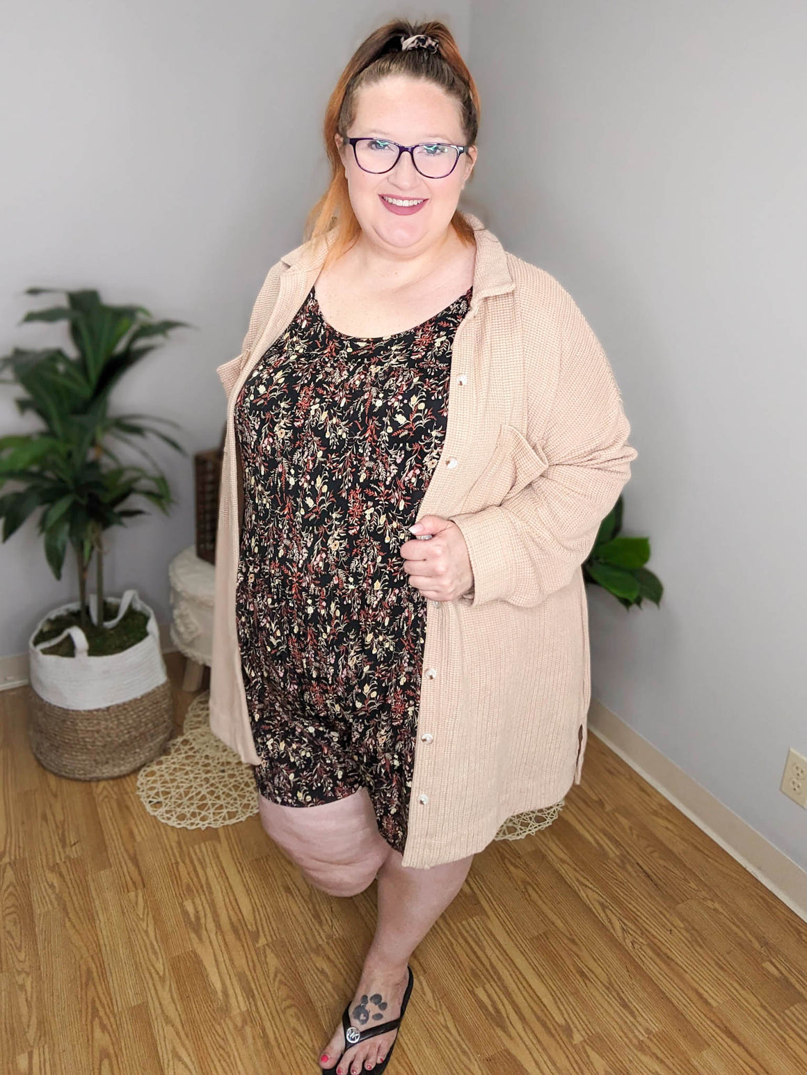 Black Beauty Floral Long Sleeve Romper