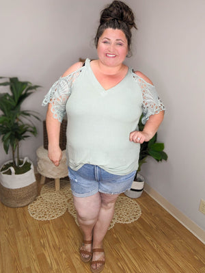 SALE- Damsel in Distressed Raw Cuffed Denim Shorts