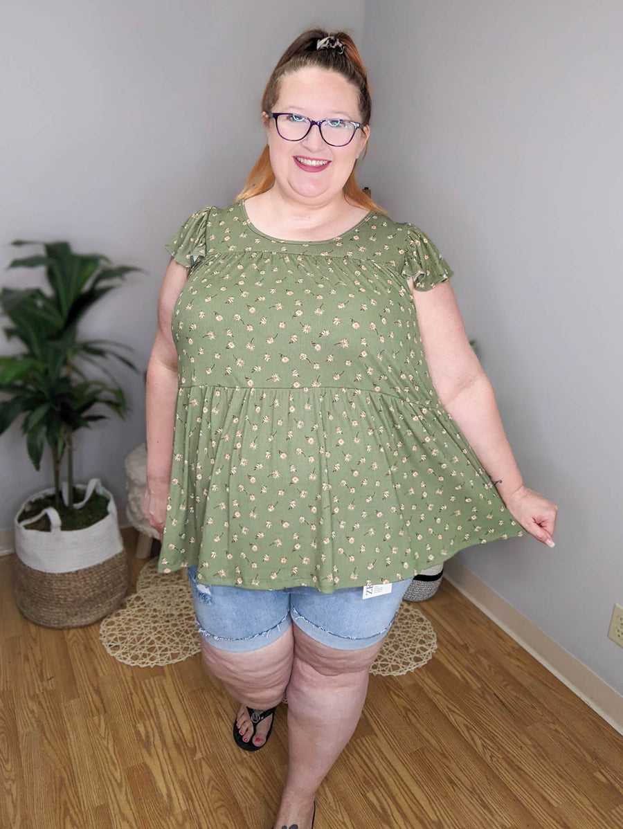 Ditsy Girl Floral Tiered Babydoll Top