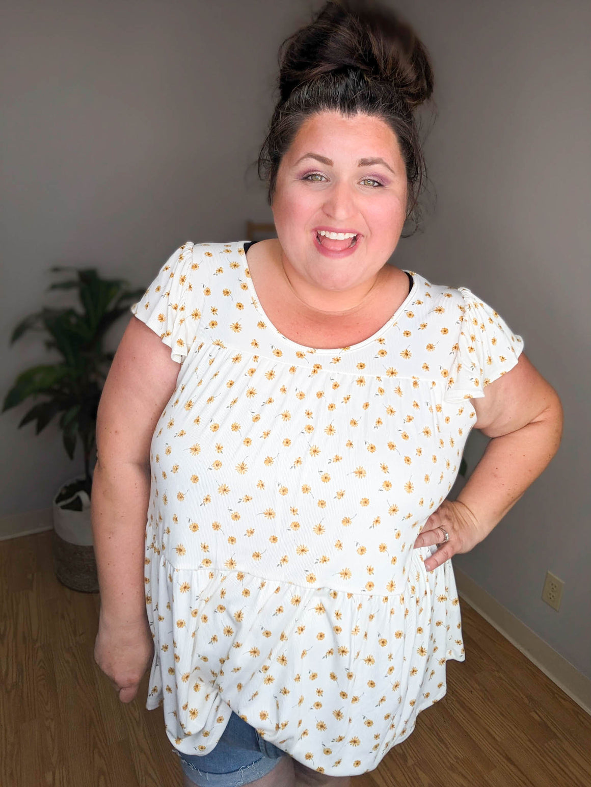 Ditsy Girl Floral Tiered Babydoll Top