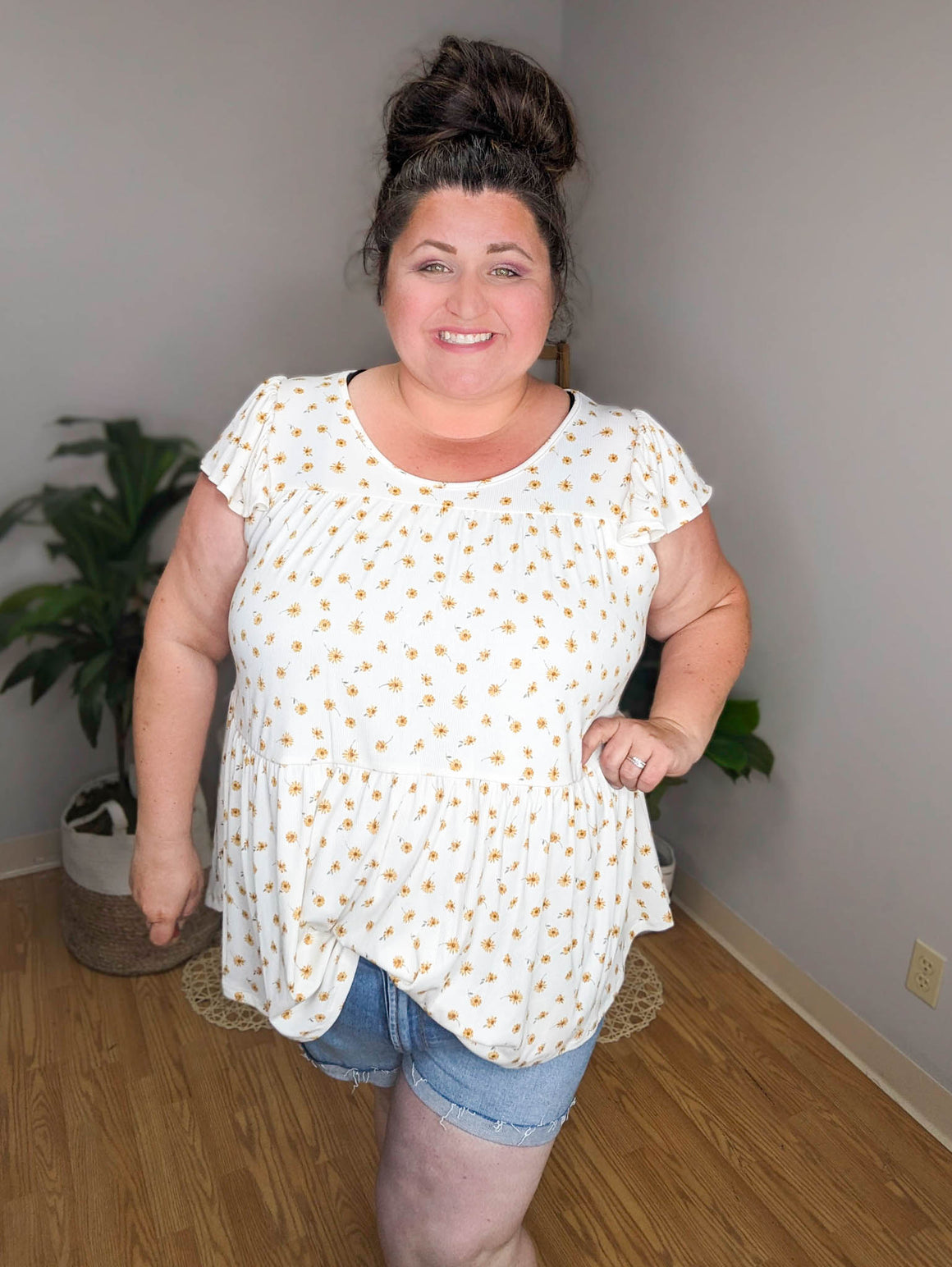 Ditsy Girl Floral Tiered Babydoll Top