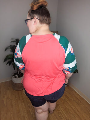 Bold Blooms Stripe Sleeve Raglan