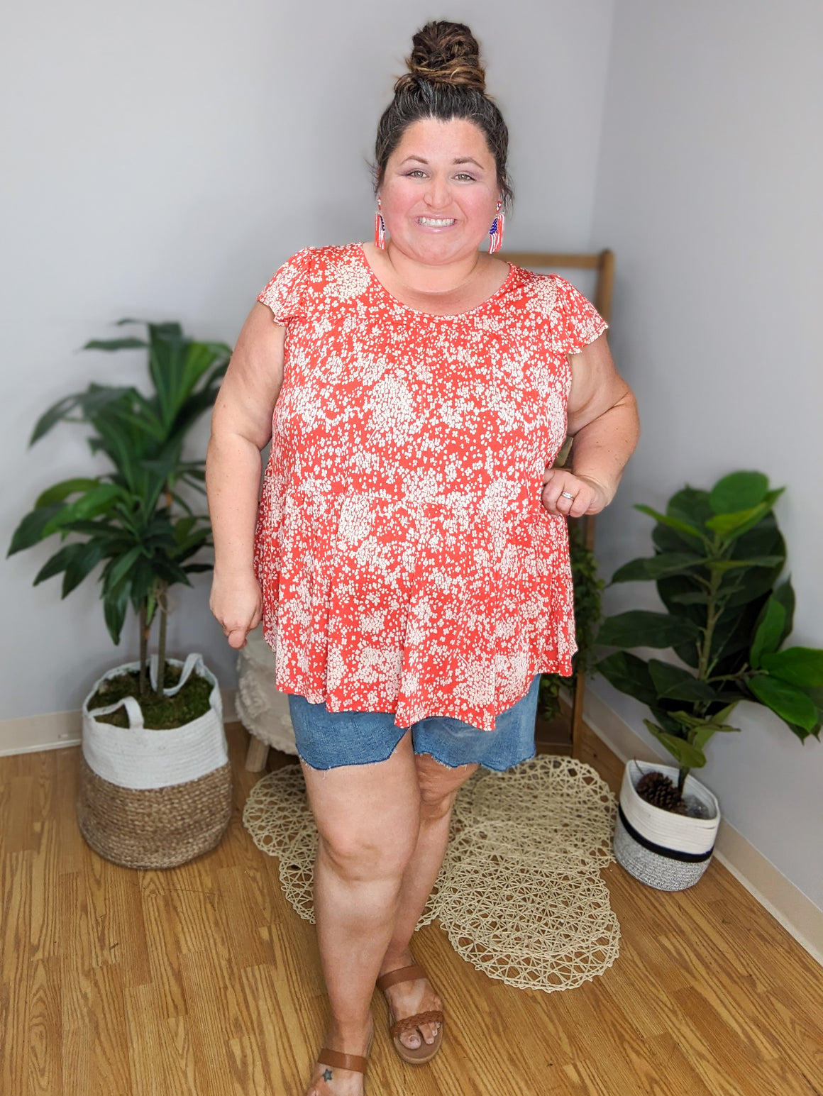 SALE- Bloom Balance Floral Slinky Top