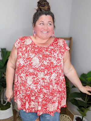 SALE- Bloom Balance Floral Slinky Top