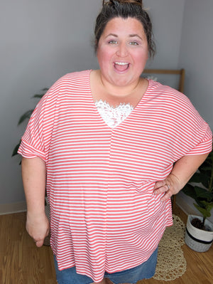 Alyssa Poppy Striped Lace Pop Top