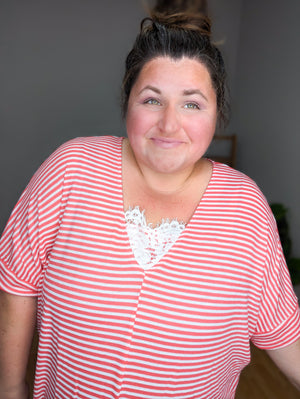 Alyssa Poppy Striped Lace Pop Top