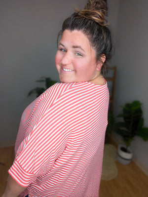 Alyssa Poppy Striped Lace Pop Top