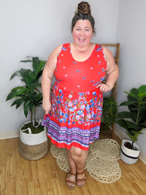 Jules Sleeveless Floral Print Dress w/Shorts