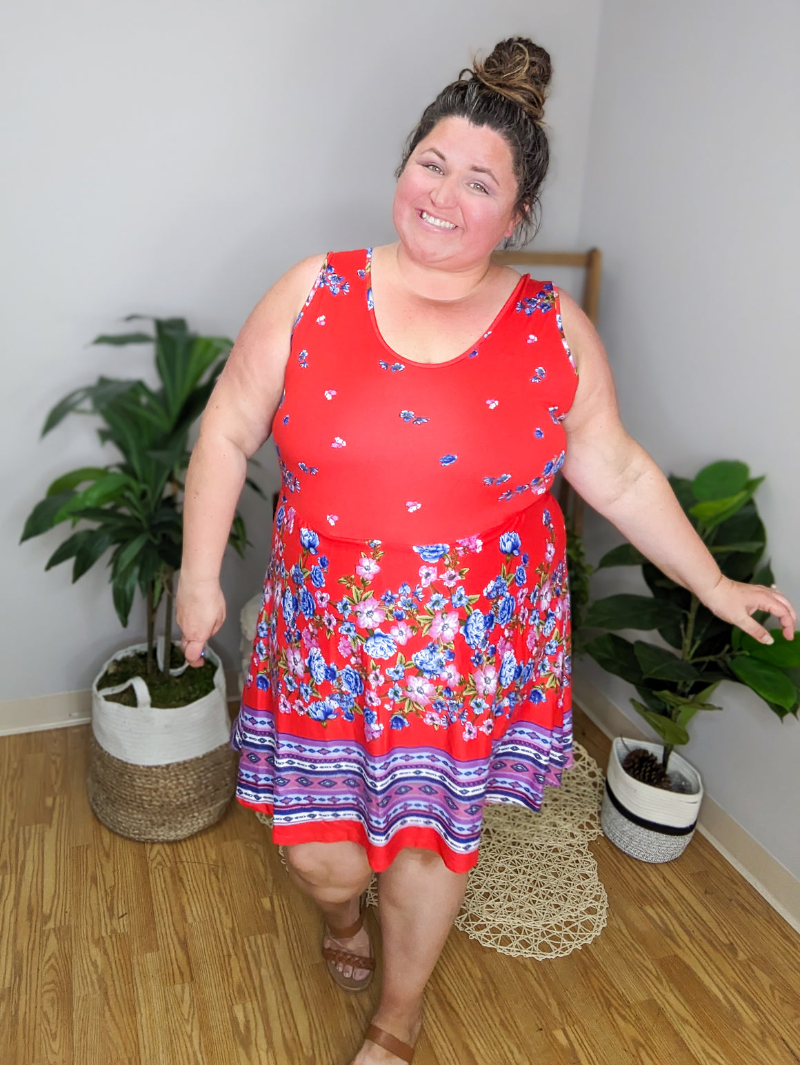 Jules Sleeveless Floral Print Dress w/Shorts