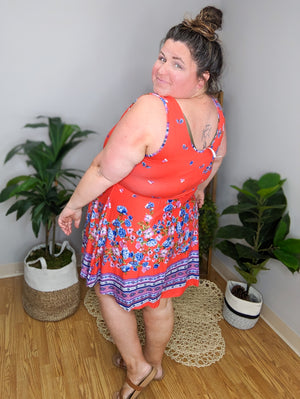 Jules Sleeveless Floral Print Dress w/Shorts
