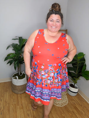 Jules Sleeveless Floral Print Dress w/Shorts
