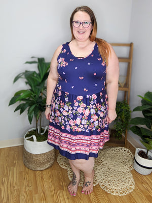 Jules Sleeveless Floral Print Dress w/Shorts