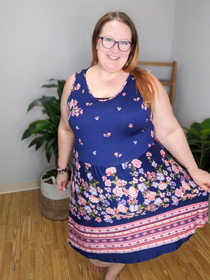 Jules Sleeveless Floral Print Dress w/Shorts