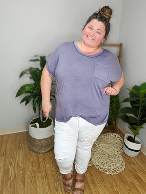 WB High Rise Distressed White Jeans