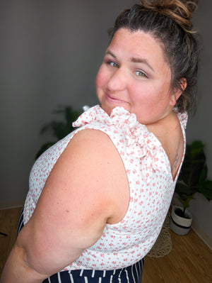 Kara Ditsy Floral Ruffle Shoulder Tank