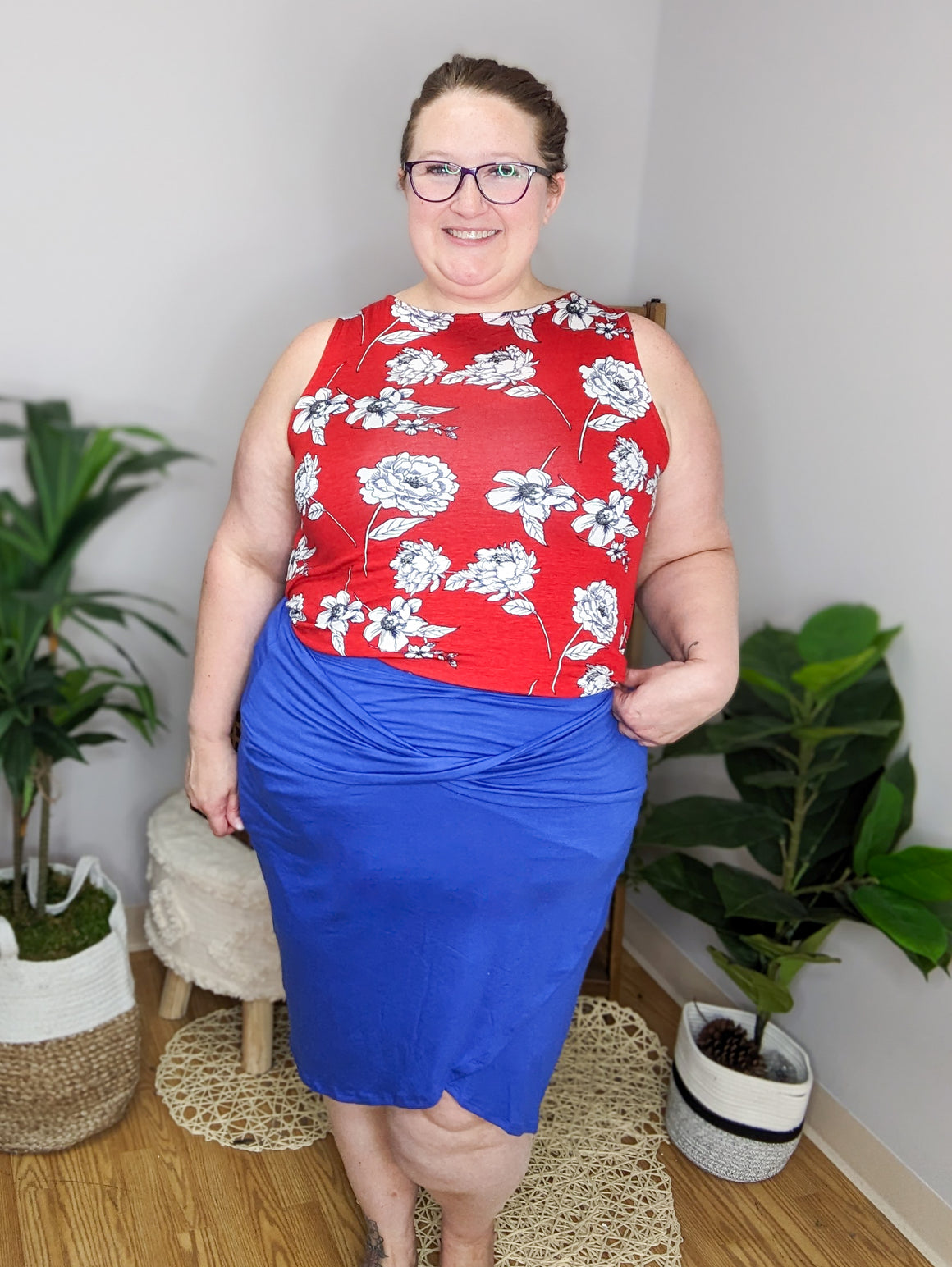 SALE- A Little Flattery Twist Front Cobalt Skirt