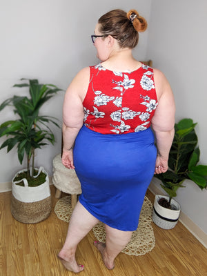 SALE- A Little Flattery Twist Front Cobalt Skirt