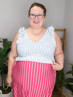 High + Mighty Vertical Striped Skirt w/Scooped Hem