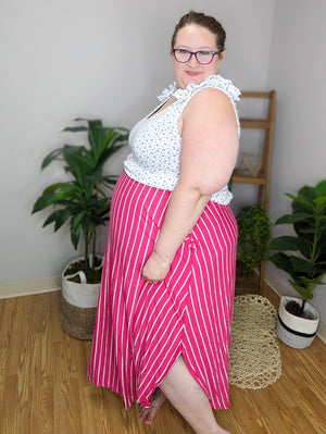 High + Mighty Vertical Striped Skirt w/Scooped Hem