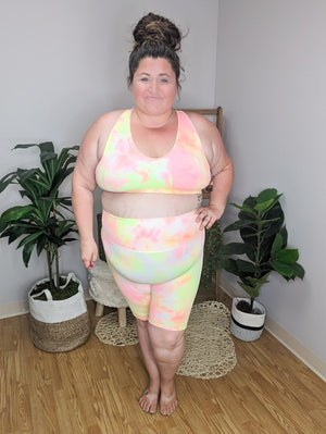 SALE- Tie Dye High Waisted Biker/Chub Rub Shorts