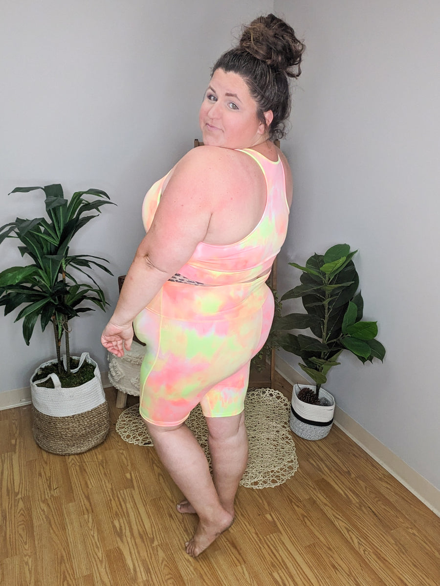 SALE- Tie Dye High Waisted Biker/Chub Rub Shorts