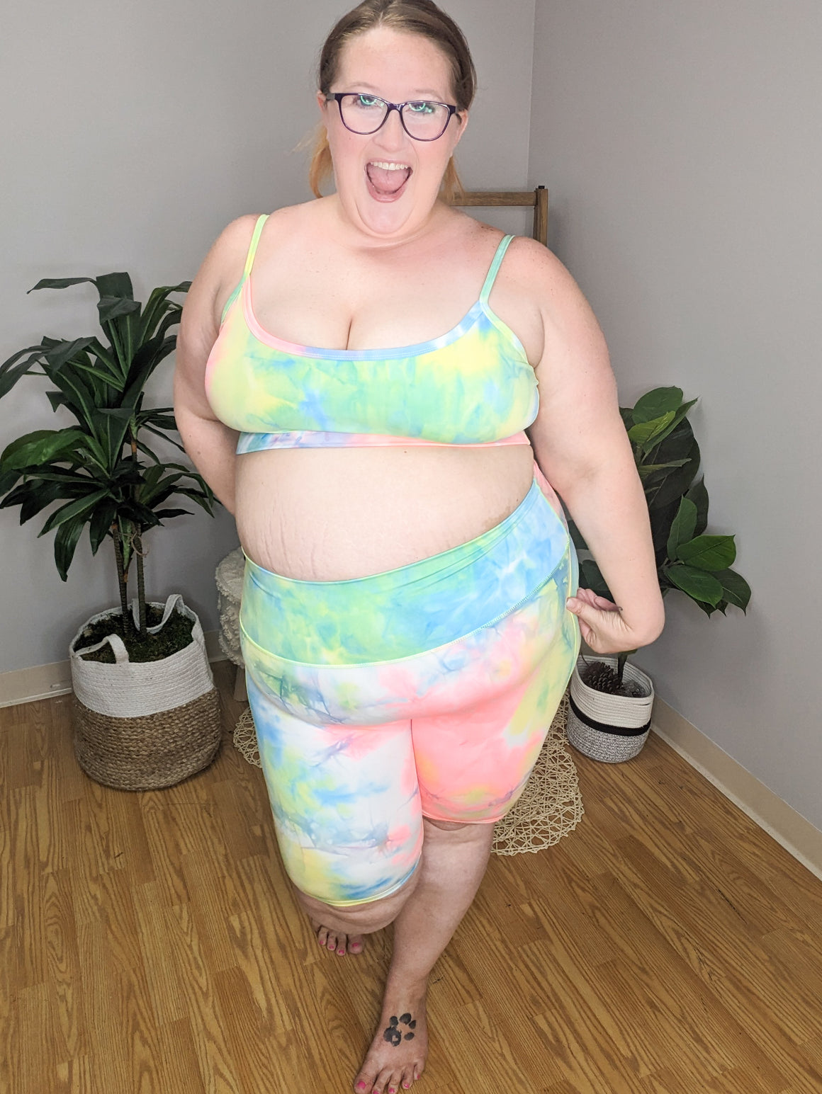 SALE- Tie Dye High Waisted Biker/Chub Rub Shorts