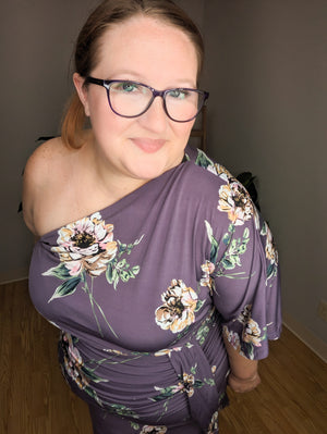 Sashay Away Purple Floral One Shoulder Dress