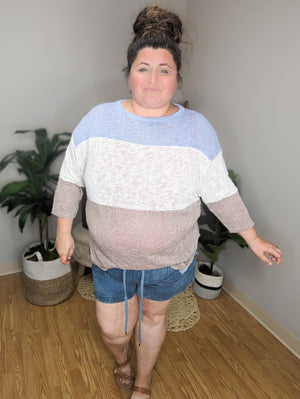 Breezy Blocks Colorblock Airy Weave Top