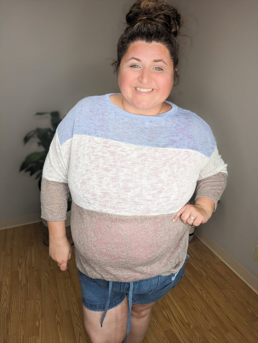 Breezy Blocks Colorblock Airy Weave Top