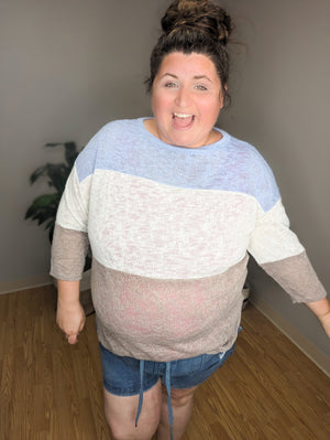 Breezy Blocks Colorblock Airy Weave Top