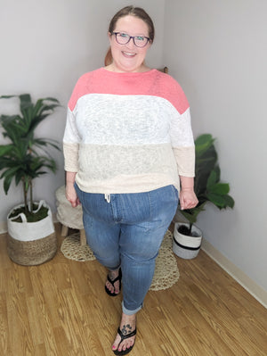 Breezy Blocks Colorblock Airy Weave Top