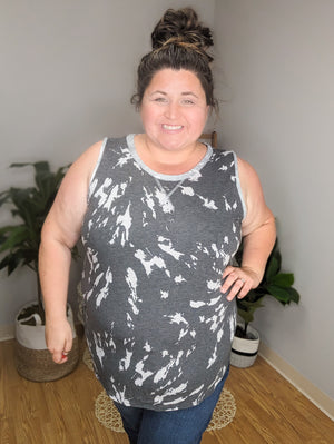 SALE- Just A Splash Gray Tiedye Tank