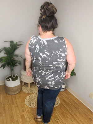 SALE- Just A Splash Gray Tiedye Tank