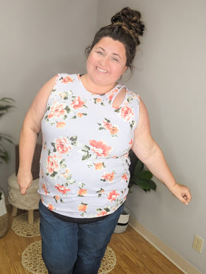 SALE- Lavender Love Floral Cutout Tank