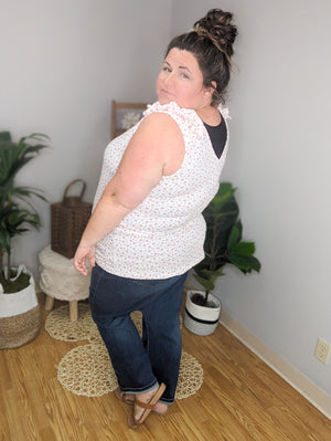 Kara Ditsy Floral Ruffle Shoulder Tank