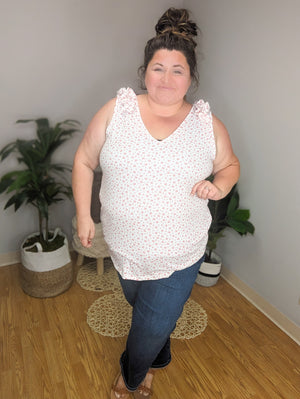 Kara Ditsy Floral Ruffle Shoulder Tank