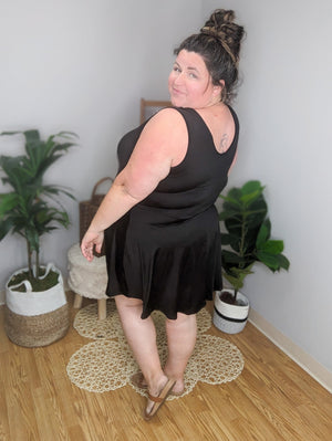 Odette No Worries Here Black Tank Dress w/Shorts