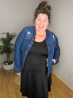 Odette No Worries Here Black Tank Dress w/Shorts