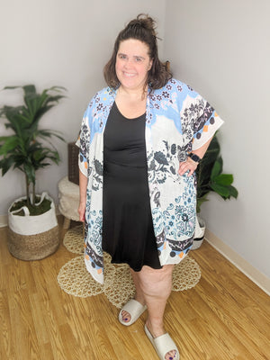 Misty Meadows Blue Paisley and Floral Kimono