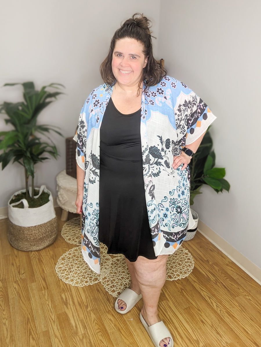 Misty Meadows Blue Paisley and Floral Kimono